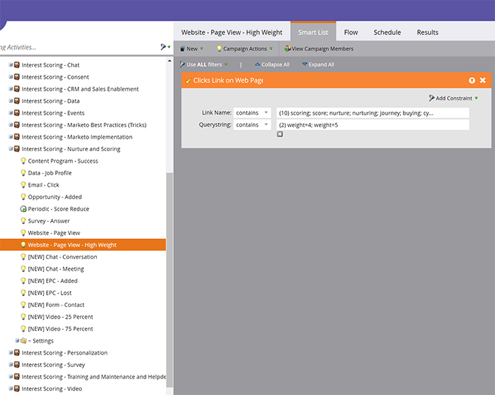 Marketo Munchkin Trigger Page Scoring Weight